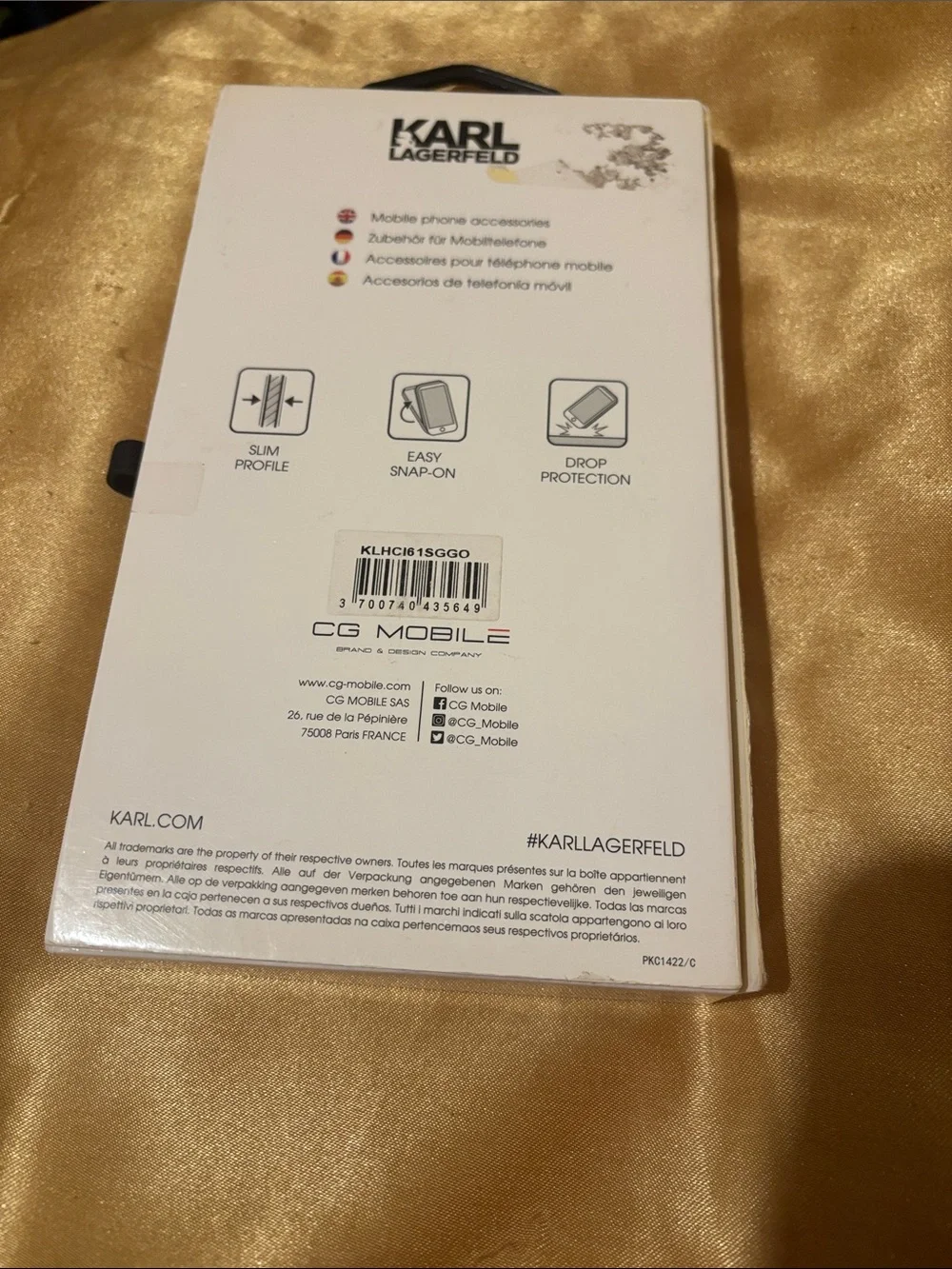 Karl Lagerfeld Clear Liquid Glitter iPhone XR Case with Gold Signature